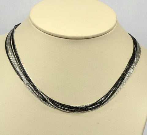 Officina Bernardi Sterling Silver & Black 12 Strand Necklace