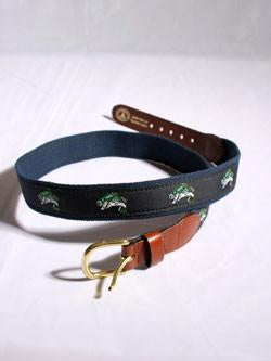 Leather Man Ltd Cotton Web Belt - Khaki/Navy Bass