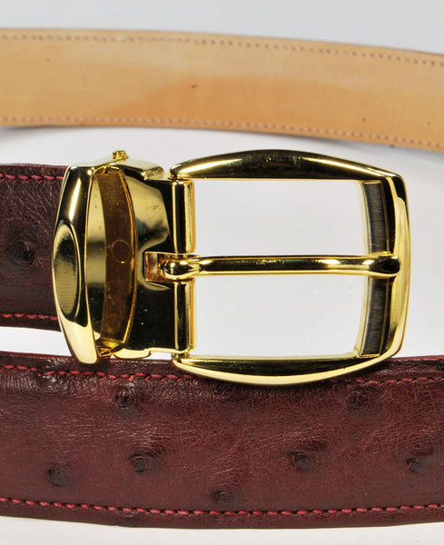 Men's Swampy Acres Genuine Quilled Ostrich Leather Belt - Burgundy