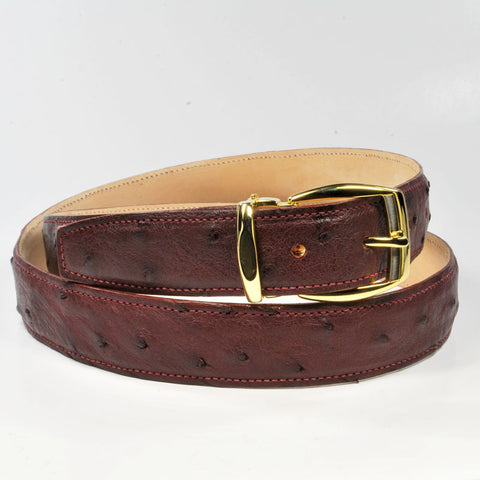 Men's Swampy Acres Genuine Quilled Ostrich Leather Belt - Burgundy