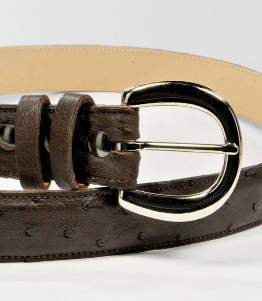 Men's Swampy Acres Genuine Quilled Ostrich Leather Belt - Dark Brown