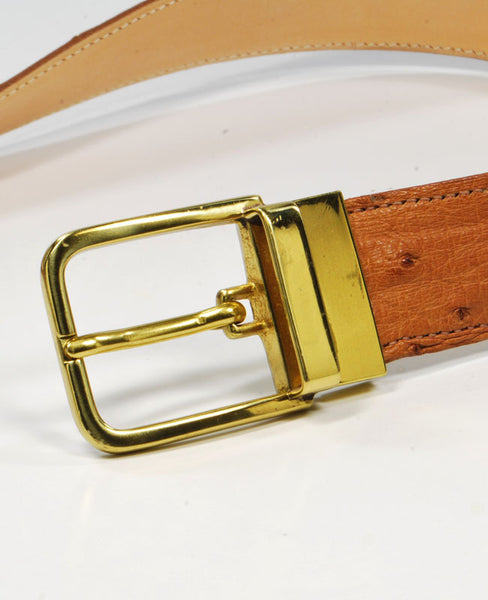 Men's Genuine Quilled Ostrich Leather Belt - Lite Peanut