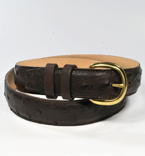 Men's Swampy Acres Genuine Quilled Ostrich Leather Belt - Dark Brown