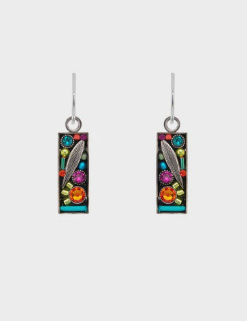 Firefly Botanical Small Rectangle Multi Color Earrings