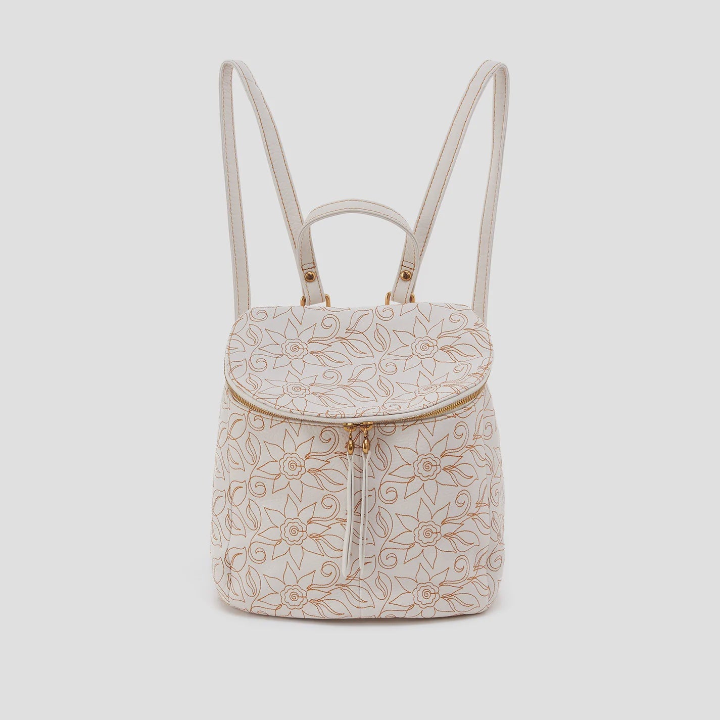 HOBO River Backpack, White with Floral Stitch HOBO River Backpack, White with Floral Stitch