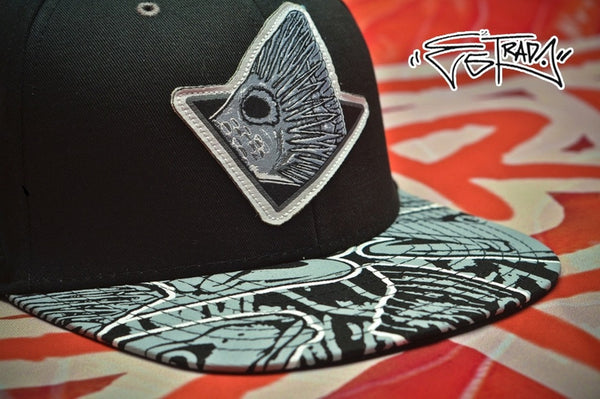 Estrada Tailer Snap Back Flat Brim Hat Black #500-105