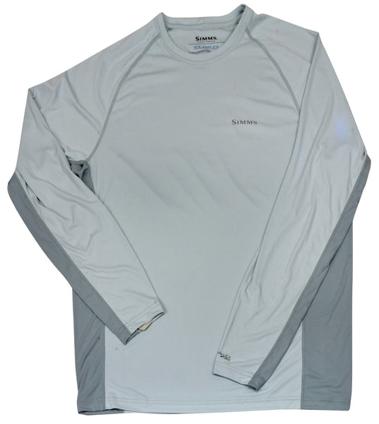 Simms Solarflex LS Solid Crewneck Shirt w/ATC Bass Logo/Fog