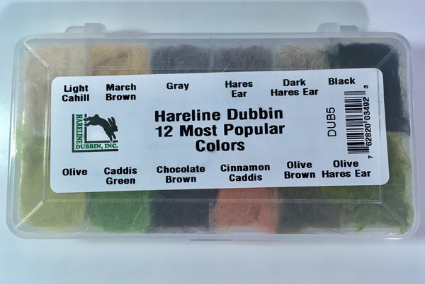 Hareline - Dubbing 12 Most Popular Colors in Dispenser