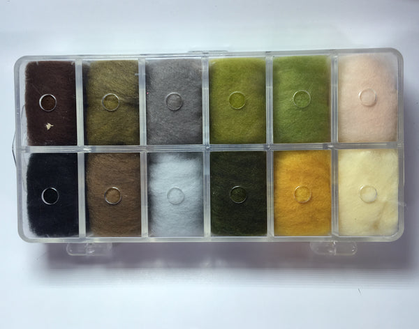 Super Fine Waterpoof Dry Fly Dubbing 12 Most Popular Colors in Dispenser
