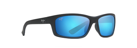 Maui Jim Kanaio Coast Sunglasses - Matte Translucent Blue Black with Stripe-Blue Hawaii Lens