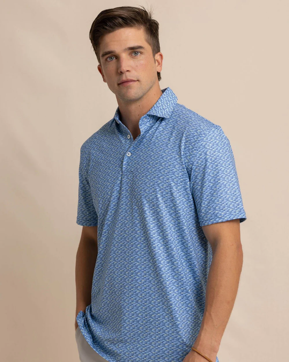 Driver Casual Water Printed Polo Southern Tide L / Coronet Blue