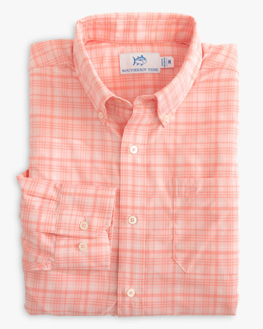 Southern Tide Men's Intercoastal Keoee Plaid Sport Shirt / Rose Blush