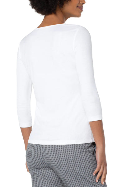 Liverpool 3/4 Sleeve Rib Knit Square Neck Top