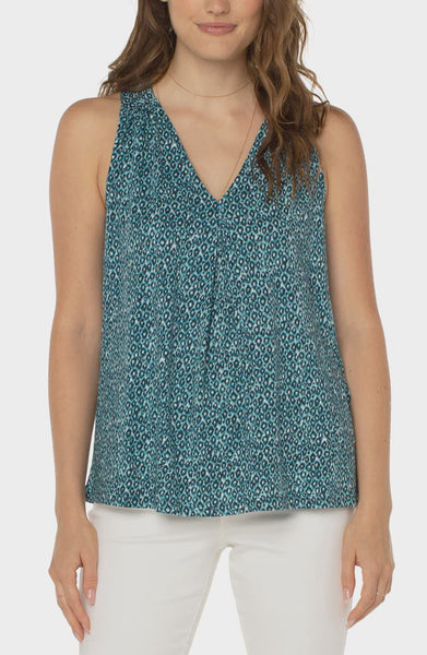 Liverpool Pleated Front Sleeveless Knit Top