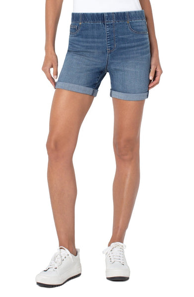 Liverpool Chloe Denim Pull On rolled Cuff Short