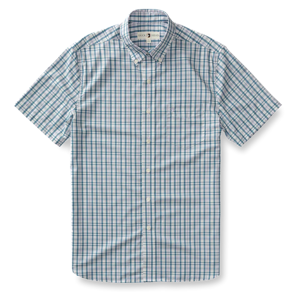 Duck Head Men's Milligan Plaid Performance Poplin Shirt / Faded Peri