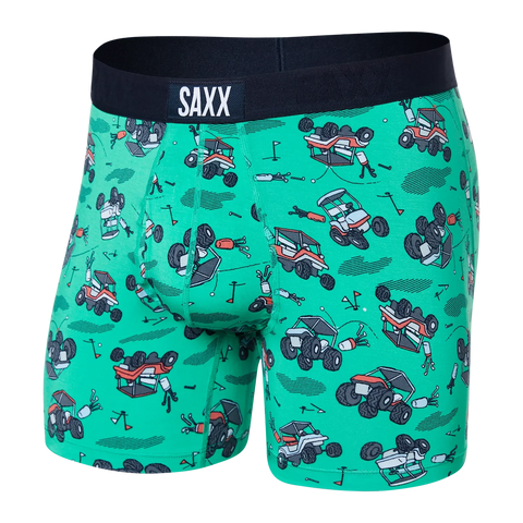 Saxx Men's Ultra Boxer Brief/Off Course Carts-Green