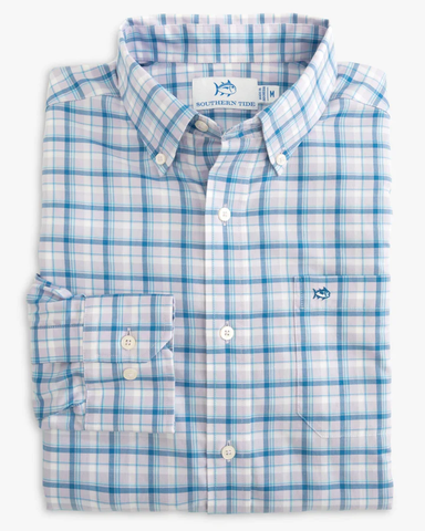 Southern Tide Men's Palermo Plaid Sport Shirt / Orchid Petal