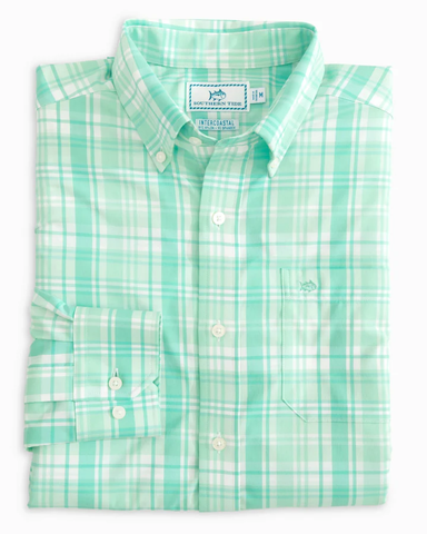 Southern Tide Men's Intercoastal Palm Canyon Plaid Sport Shirt / Baltic Teal