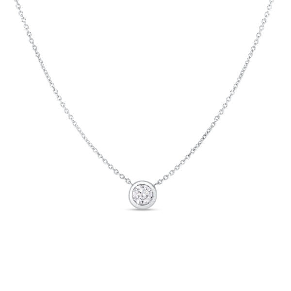 Roberto Coin Diamond By The Inch Single Bezel 18kt White Gold Necklace