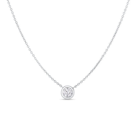 Roberto Coin Diamond By The Inch Single Bezel 18kt White Gold Necklace