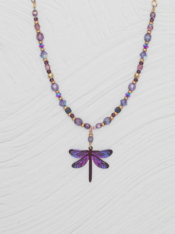 Holly Yashi Dragonfly Dreams Beaded Violet Skies Necklace