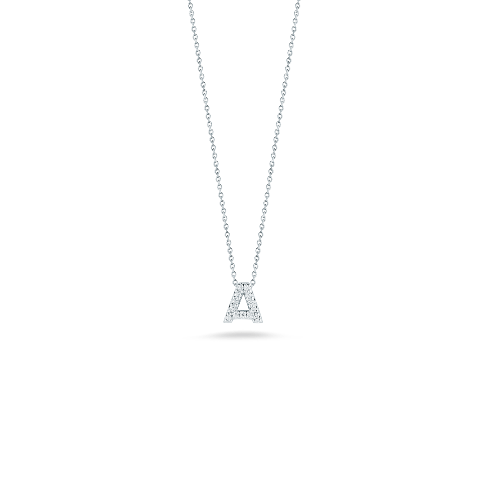 Roberto Coin White Gold Diamond Initial Pendant Necklace, V