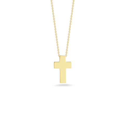 Roberto Coin Tiny Treasure High Polished Cross Necklace