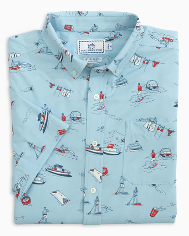 Southern Tide Men's Intercoastal Sandbar Party SS Sportshirt / Rain Water