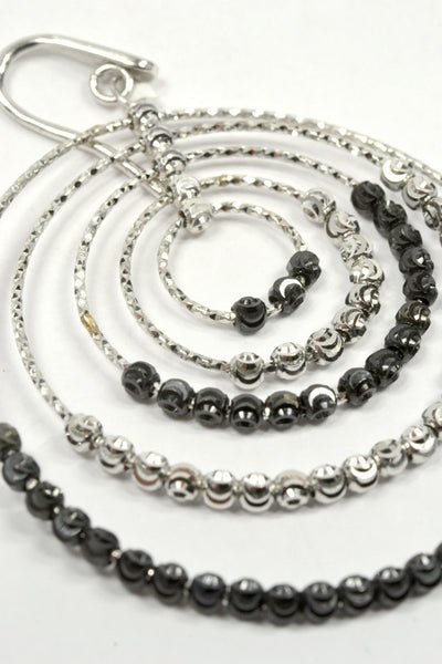 Officina Bernardi,Sterling Silver & Black 5 Circle Saturn Earrings