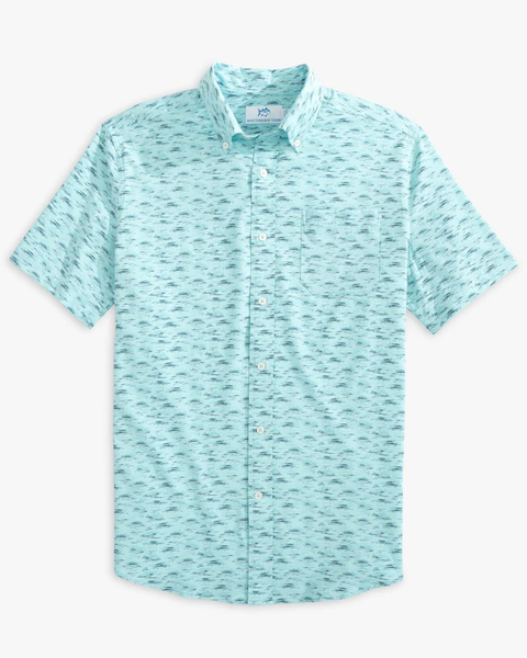 Southern Tide Men's Intercoastal Sea Forest SS Sportshirt / Turquoise Sea