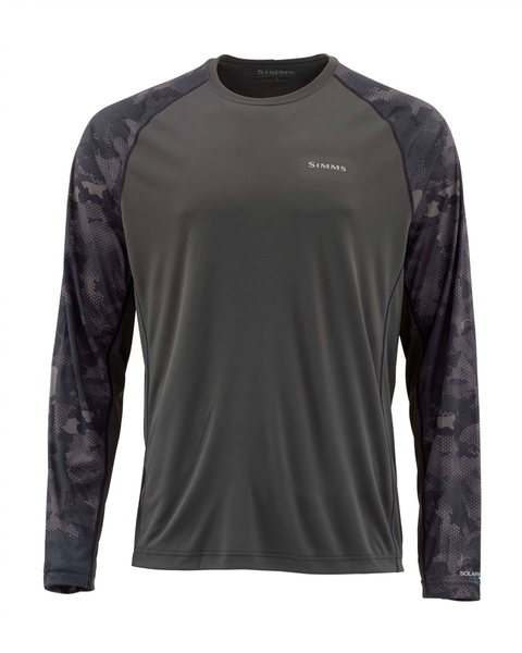 Simms Men's Solarflex LS Crewneck / Hex Flo Carbon