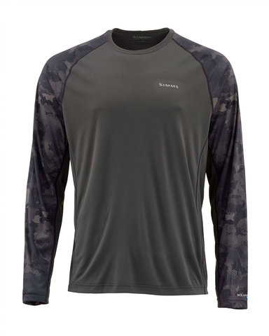Simms Men's Solarflex LS Crewneck / Hex Flo Carbon