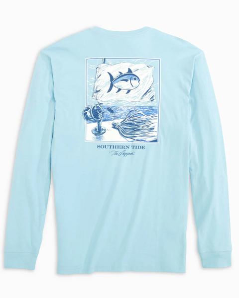 Southern Tide Men's LS Skipjack Flag Tee / Rain Water