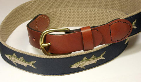 Leather Man Ltd Cotton Web Belt - Khaki/Navy Snook