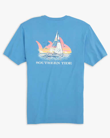 Southern Tide Men's Sunset Sailor Tee / Boat Blue