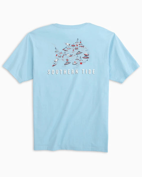 Southern Tide Men's Water Skiing SJ Fill Tee / Rain Water