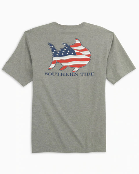 Southern Tide Men's SJ Waving Flag Fill Tee / Heather Grey