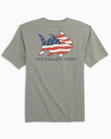 Southern Tide Men's SJ Waving Flag Fill Tee / Heather Grey