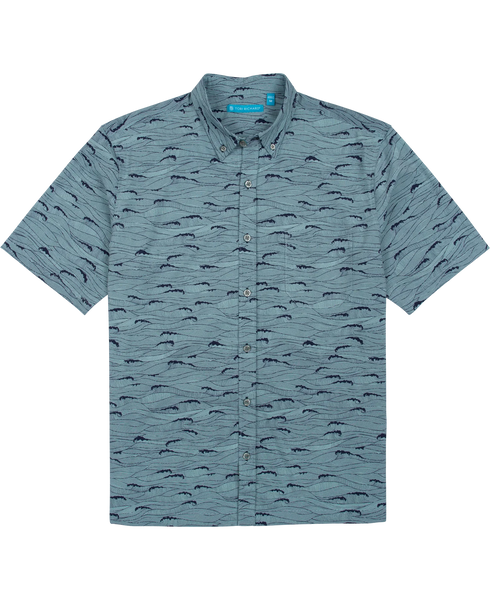 Tori Richard White Caps S/S Shirt / Aqualine