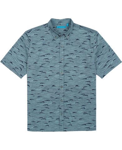 Tori Richard White Caps S/S Shirt / Aqualine