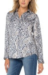 Liverpool Button Up Woven (Abstract Snake) Blouse