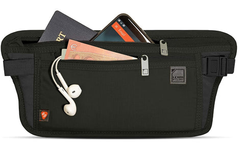 Lewis N Clark Money Belt RFID Waist Stash-Black