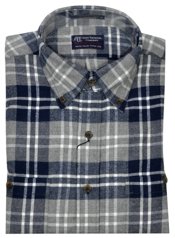 Gordon Men's LS BD Brushed Flannel Shirt/Charcoal Navy Check #WO2053