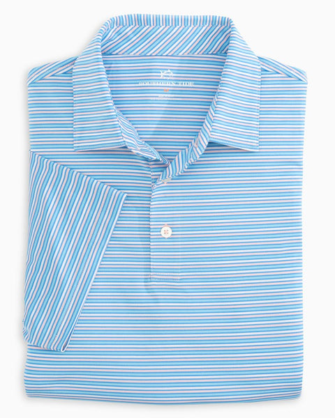 Southern Tide Men's Multi-Stripe Driver Performance Polo/ Offshore Green