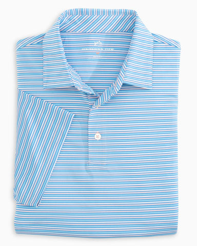Southern Tide Men's Multi-Stripe Driver Performance Polo/ Offshore Green