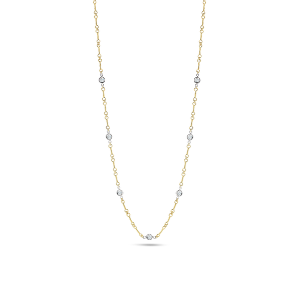 Roberto Coin Dog Bone With 7 Diamond Stations Necklace