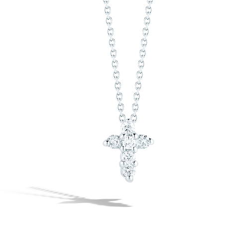 Roberto Coin Large White Gold Baby Diamond Cross Necklace