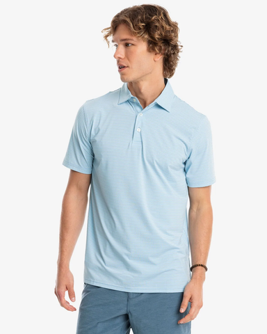 Southern Tide Men's Breeze Fogarty Stripe Performance Polo / Heritage Blue