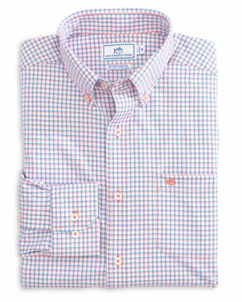 Southern Tide Men's Awash Check LS Intercoastal Sport Shirt/Mango